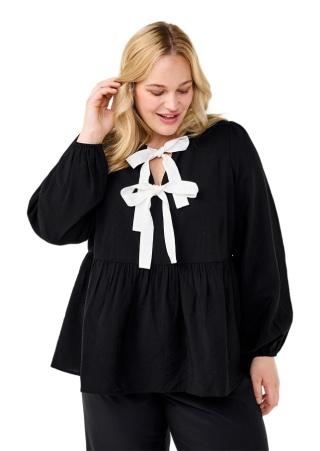 ZIZZI PIĘKNA CZARNA BLUZKA KOKARDA 586C