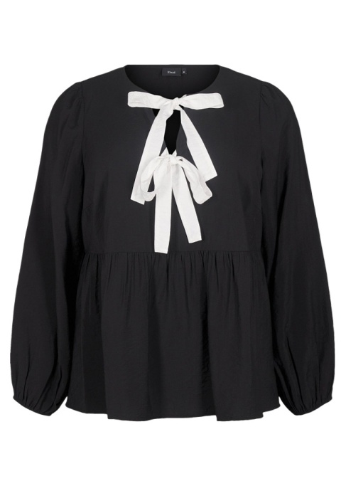 ZIZZI PIĘKNA CZARNA BLUZKA KOKARDA 586C