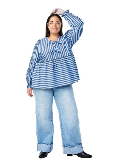 ZIZZI PIĘKNA NIEBIESKA BLUZKA WZÓR BAWEŁNA 498A