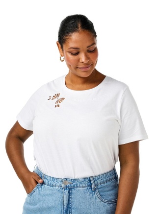 ZIZZI PIĘKNY BIAŁY T-SHIRT BLUZKA BAWEŁNA 584A