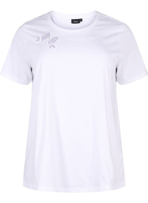 ZIZZI PIĘKNY BIAŁY T-SHIRT BLUZKA BAWEŁNA 584A