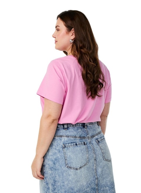 ZIZZI PIĘKNY BIAŁY T-SHIRT RÓŻOWY BAWEŁNA 253K