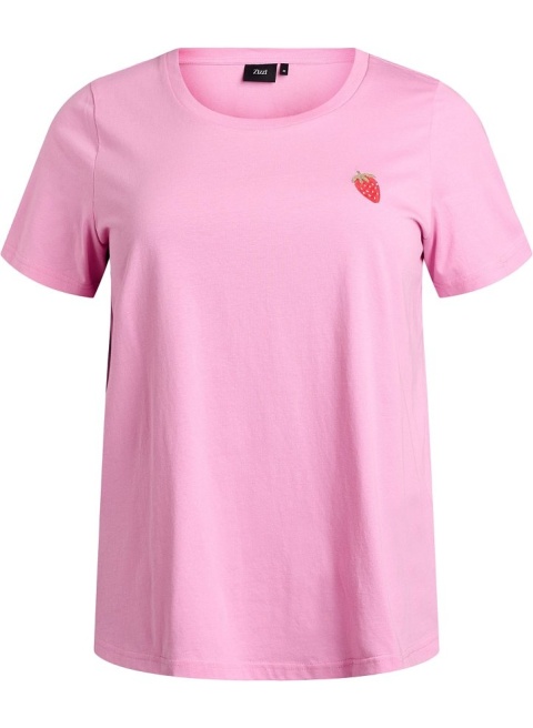 ZIZZI PIĘKNY BIAŁY T-SHIRT RÓŻOWY BAWEŁNA 253K