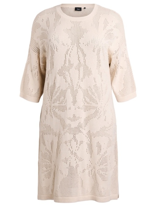 ZIZZI ŚLICZNA BEŻOWA DZIANINOWA SUKIENKA AŻUR 436C
