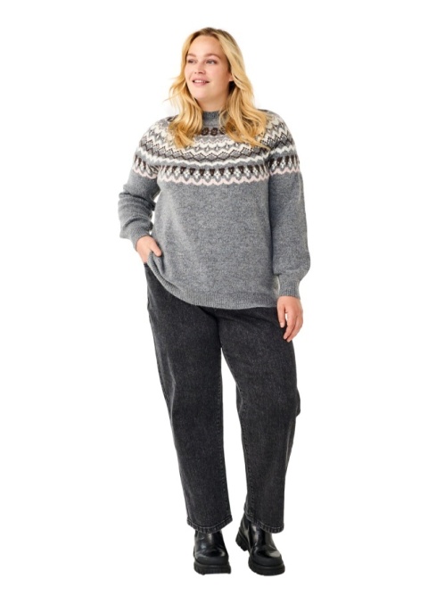 ZIZZI ŚWIĄTECZNY SWETER SZARY WZÓR 370A