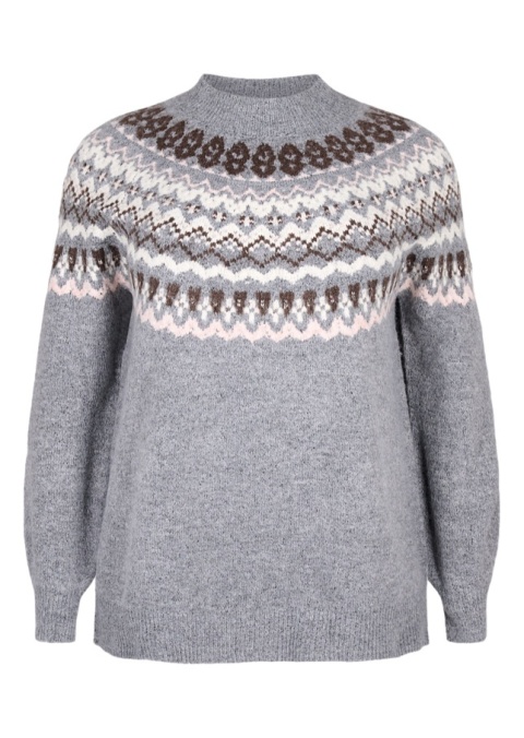 ZIZZI ŚWIĄTECZNY SWETER SZARY WZÓR 370A