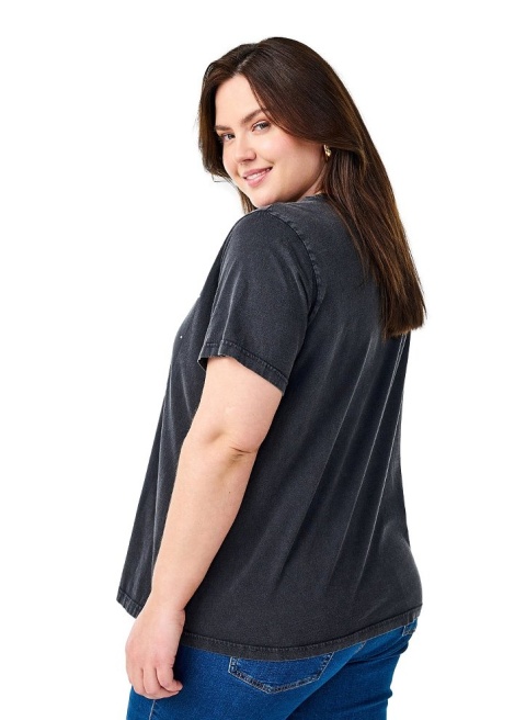 ZIZZI T-SHIRT BLUZKA DETALE BAWEŁNA CIEMNOSZARY 295A