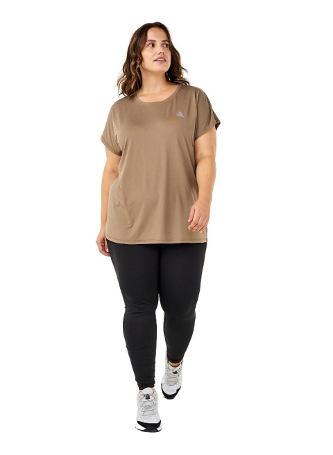 ZIZZI WYGODNY CIEMNY BEŻOWY SPORTOWY T-SHIRT 053A