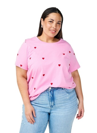 ZIZZI WYGODNY RÓŻOWY T-SHIRT NADRUK BAWEŁNA 252C