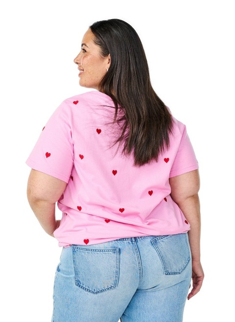 ZIZZI WYGODNY RÓŻOWY T-SHIRT NADRUK BAWEŁNA 252C