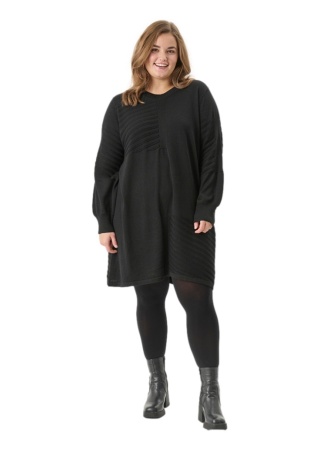 ADIA CZARNA DZIANINOWA BLUZKA TUNIKA PASKI A185