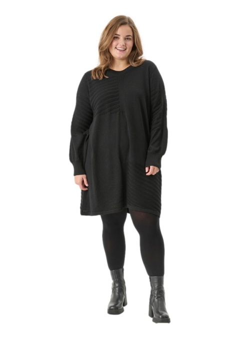 ADIA CZARNA DZIANINOWA BLUZKA TUNIKA PASKI A185