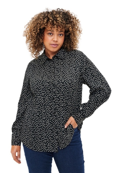 ZIZZI BLUZKA KOSZULA CZARNA GROCHY 016E