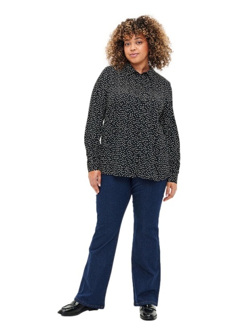 ZIZZI BLUZKA KOSZULA CZARNA GROCHY 016E