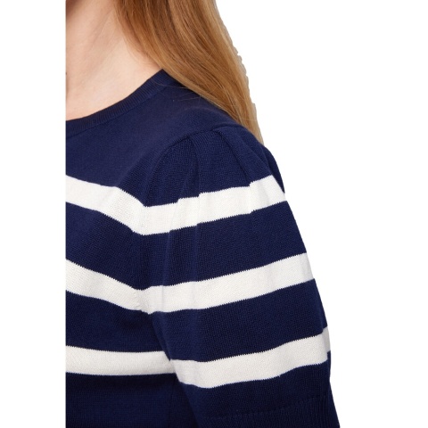 LIND GRANATOWA DZIANINOWA BLUZKA PASKI WL152