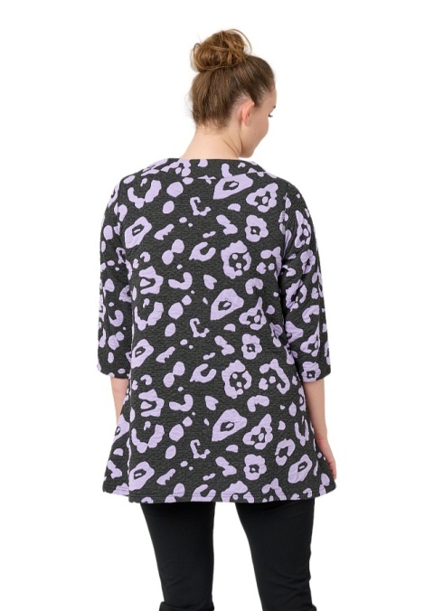 PONT NEUF WYGODNA CZARNA BLUZKA FIOLETOWA PANTERKA V156