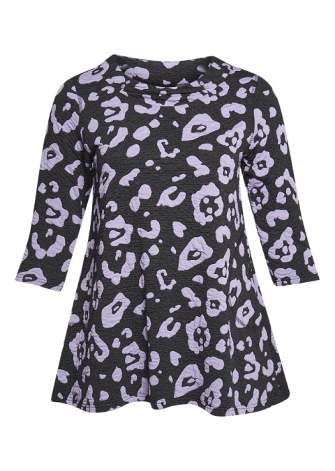 PONT NEUF WYGODNA CZARNA BLUZKA FIOLETOWA PANTERKA V156