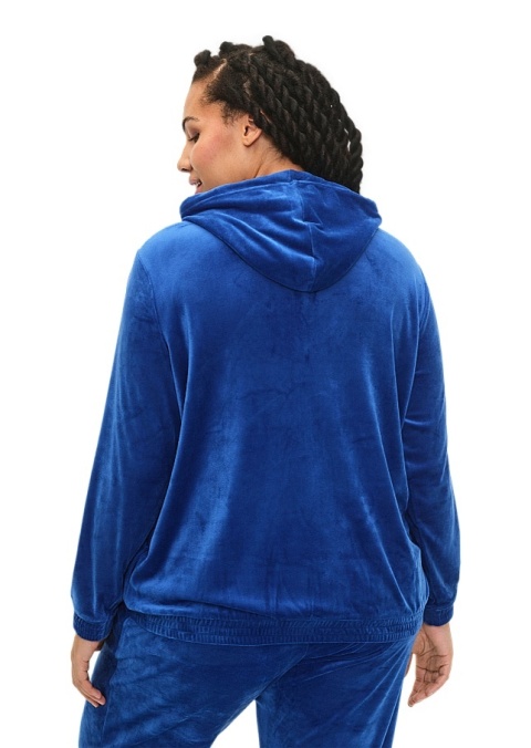 ZIZZI NIEBIESKA WELUROWA ROZPINANA BLUZA KAPTUR 156F ZIZZI NIEBIESKA WELUROWA ROZPINANA BLUZA KAPTUR 156F