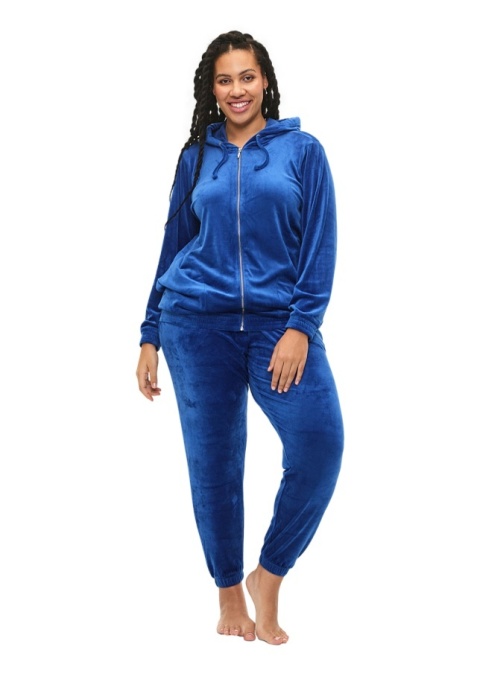 ZIZZI NIEBIESKA WELUROWA ROZPINANA BLUZA KAPTUR 156F ZIZZI NIEBIESKA WELUROWA ROZPINANA BLUZA KAPTUR 156F