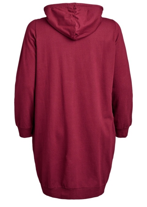 ZIZZI DŁUGA BLUZA Z KAPTUREM DRESOWA BORDOWA 158B ZIZZI DŁUGA BLUZA Z KAPTUREM DRESOWA BORDOWA 158B