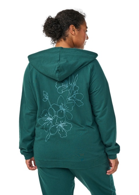 ZIZZI BAWEŁNIANA TURKUSOWA BLUZA Z KAPTUREM NADRUK 093A ZIZZI BAWEŁNIANA TURKUSOWA BLUZA Z KAPTUREM NADRUK 093A