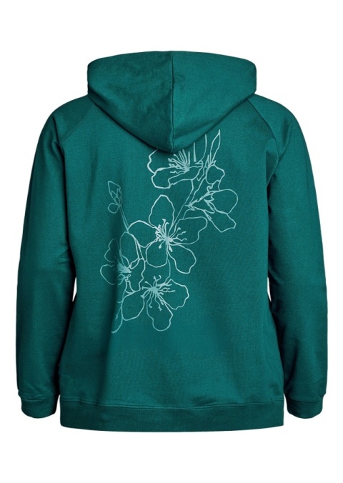 ZIZZI BAWEŁNIANA TURKUSOWA BLUZA Z KAPTUREM NADRUK 093A ZIZZI BAWEŁNIANA TURKUSOWA BLUZA Z KAPTUREM NADRUK 093A