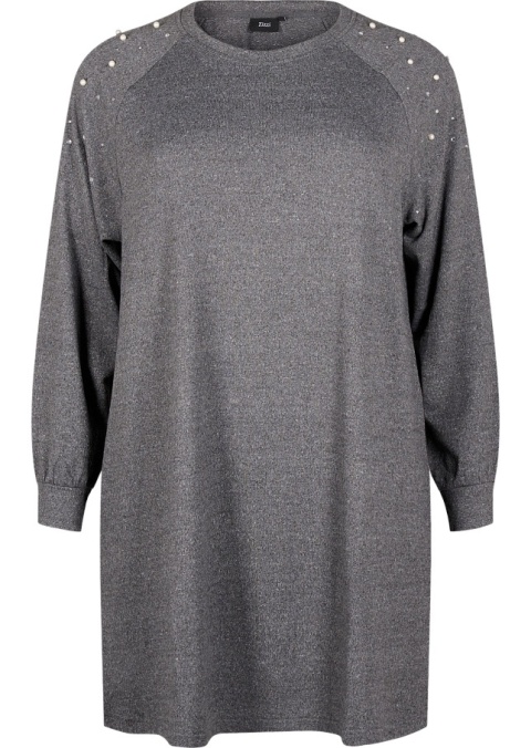 ZIZZI SZARA DZIANINOWA SUKIENKA PEREŁKI 293N