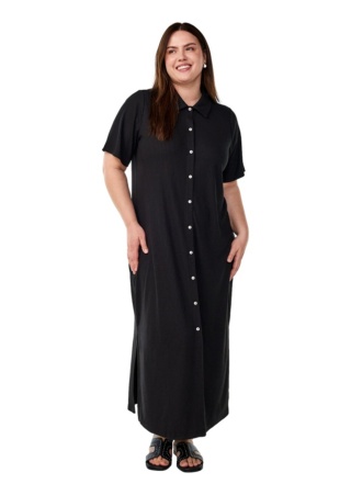 ZIZZI WYGODNA CZARNA DŁUGA SUKIENKA GUZIKI 682A