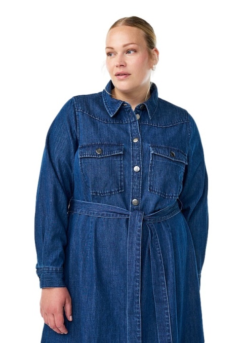 ZIZZI DŁUGA GRANATOWA JEANSOWA SUKIENKA PASEK 149B