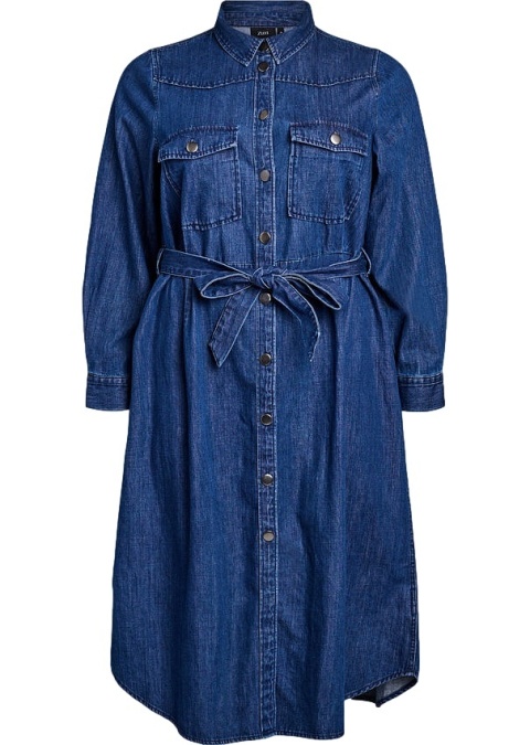 ZIZZI DŁUGA GRANATOWA JEANSOWA SUKIENKA PASEK 149B