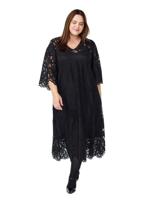 ZIZZI PIĘKNA CZARNA SUKIENKA KORONKA 066B