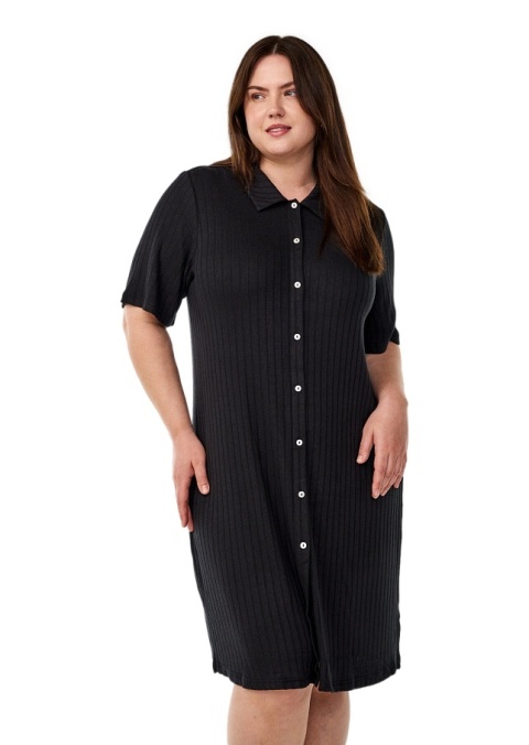 ZIZZI CZARNA DZIANINOWA SUKIENKA PRĄŻKOWANA GUZIKI 683A