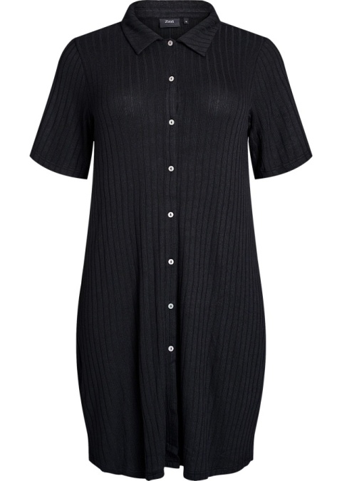 ZIZZI CZARNA DZIANINOWA SUKIENKA PRĄŻKOWANA GUZIKI 683A