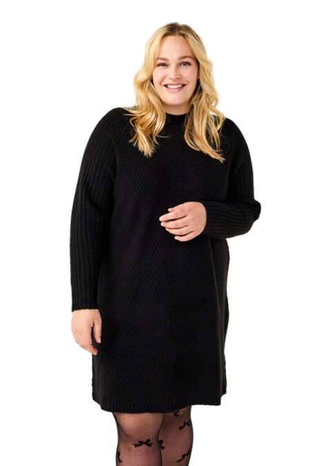 ZIZZI DZIANINOWA SUKIENKA CZARNA PRĄŻKI 400G