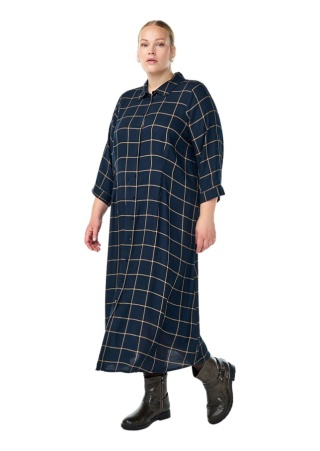 ZIZZI DŁUGA GRANATOWA SUKIENKA KOSZULA KRATA 205B