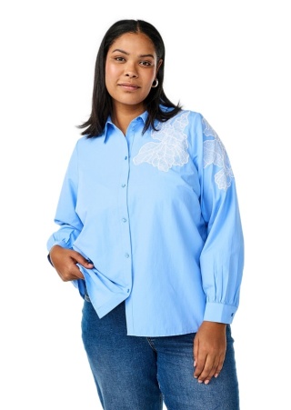 ZIZZI BŁĘKITNA KOSZULA KORONKOWE DETALE 363A