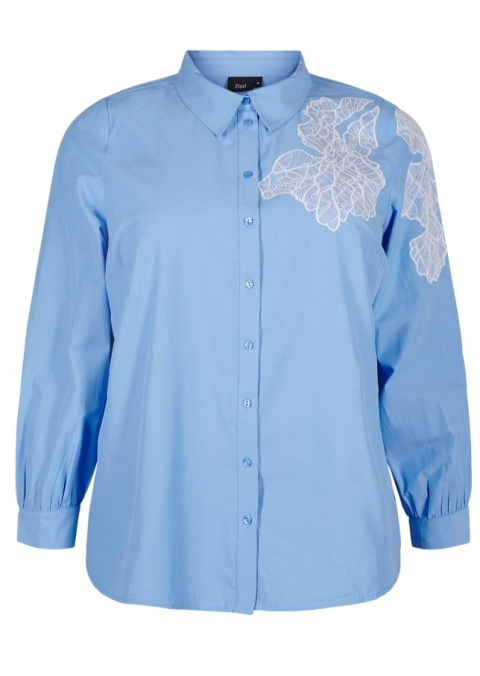 ZIZZI BŁĘKITNA KOSZULA KORONKOWE DETALE 363A