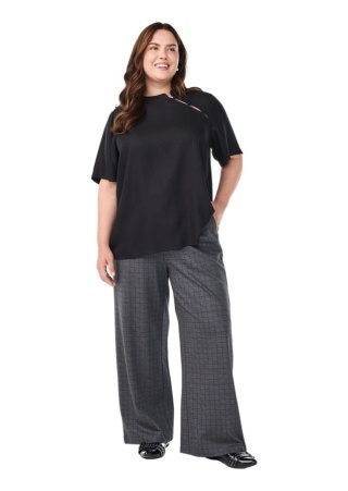 ZIZZI SZARE SZEROKIE ELEGANCKIE SPODNIE KRATA 216B