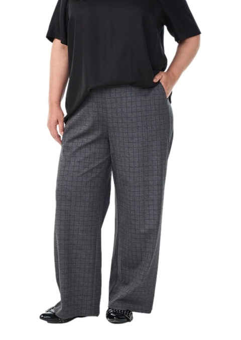 ZIZZI SZARE SZEROKIE ELEGANCKIE SPODNIE KRATA 216B