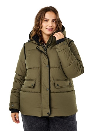 ZIZZI KRÓTKA ZIELONA KURTKA PUCHOWA DETALE 381B