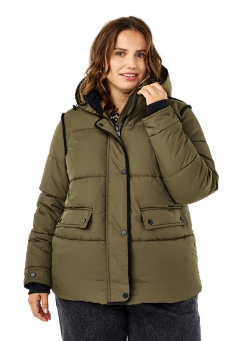 ZIZZI KRÓTKA ZIELONA KURTKA PUCHOWA DETALE 381B
