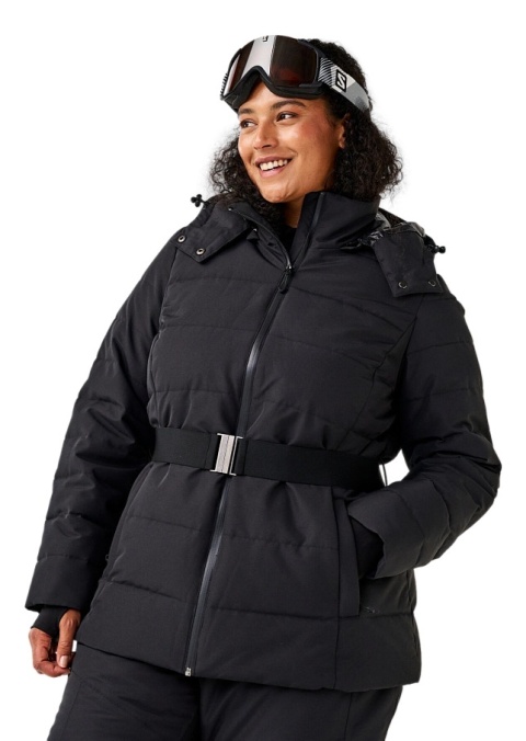 ZIZZI CZARNA PUCHOWA KURTKA NARCIARSKA Z PASKIEM 384A