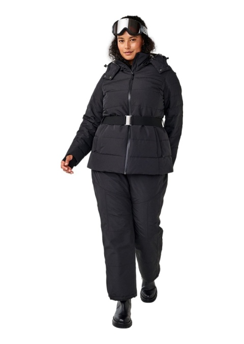 ZIZZI CZARNA PUCHOWA KURTKA NARCIARSKA Z PASKIEM 384A