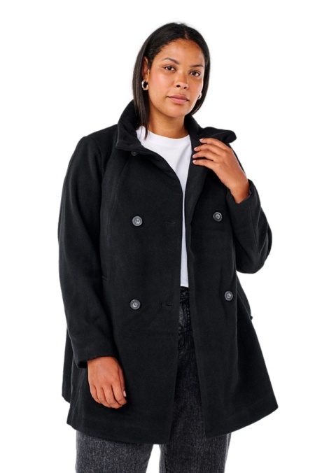 ZIZZI CZARNY KRÓTKI PŁASZCZ DWURZĘDOWY Z WEŁNĄ 343A