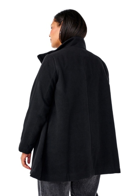 ZIZZI CZARNY KRÓTKI PŁASZCZ DWURZĘDOWY Z WEŁNĄ 343A