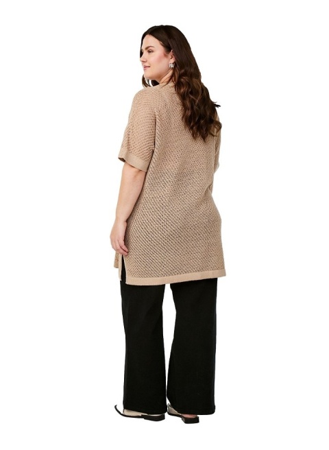 ZIZZI BLUZKA SWETER DZIANINA BEŻOWY DEKOLT 044A