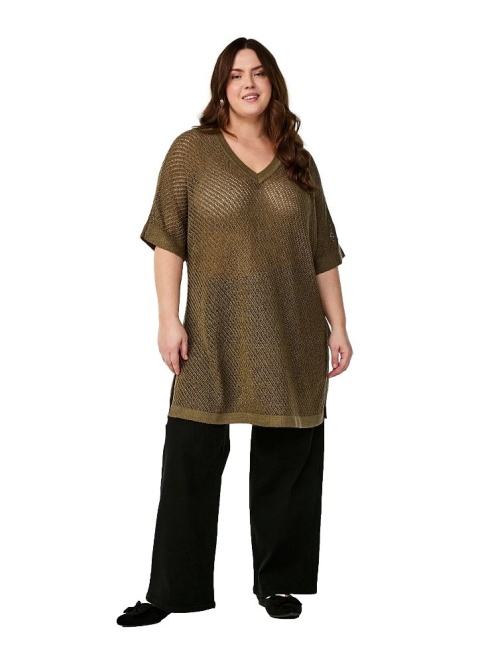 ZIZZI BLUZKA SWETER DZIANINA ZIELONA DEKOLT 044A