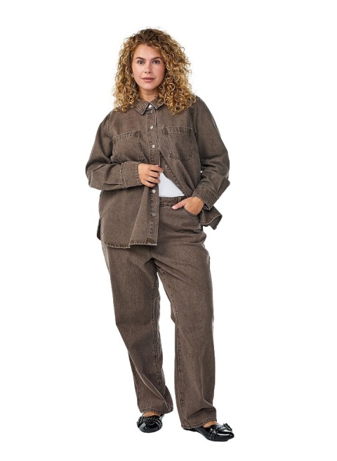 ZIZZI BRĄZOWE SPODNIE JEANSY PROSTA NOGAWKA BAWEŁNA 096A