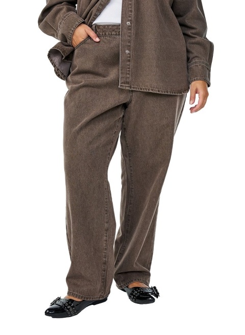 ZIZZI BRĄZOWE SPODNIE JEANSY PROSTA NOGAWKA BAWEŁNA 096A