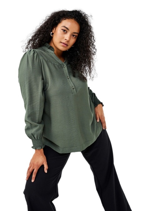 ZIZZI ZIELONA BLUZKA Z KOŁNIERZYKIEM 430A